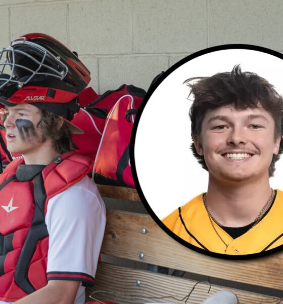 An image of Dante Westmiller as a Maricopa High School junior in 2023 layered with a photo of him as a freshman at University of Wisconsin Superior. [Bryan Mordt]