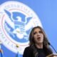 U.S. Homeland Security Secretary Kristi Noem delivers remarks to staff at the Department of Homeland Security headquarters on Jan. 28, 2025 in Washington, D.C.  (Photo by Manuel Balce Ceneta-Pool/Getty Images)