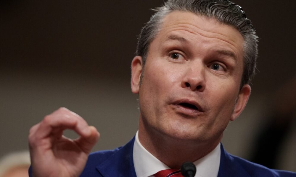 President Donald Trump's nominee for secretary of defense, Pete Hegseth, speaks during a Senate Armed Services Committee confirmation hearing on Capitol Hill on Jan. 14, 2025, in Washington, D.C. (Photo by Andrew Harnik/Getty Images)