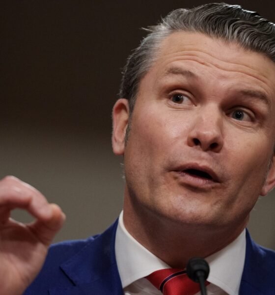 President Donald Trump's nominee for secretary of defense, Pete Hegseth, speaks during a Senate Armed Services Committee confirmation hearing on Capitol Hill on Jan. 14, 2025, in Washington, D.C. (Photo by Andrew Harnik/Getty Images)