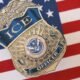 ice badge on American flag