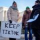 Sarah Baus of Charleston, South Carolina, left, holds a sign that reads "Keep TikTok" as she and other content creators Sallye Miley of Jackson, Mississippi, middle, and Callie Goodwin of Columbia, South Carolina, stand outside the U.S. Supreme Court Building on Jan. 10, 2025, as the court hears oral arguments on whether to overturn or delay a law that could lead to a ban of TikTok in the United States. (Photo by Andrew Harnik/Getty Images)