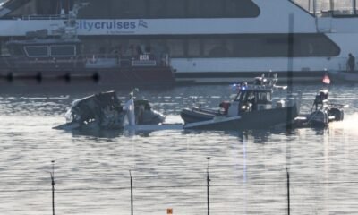 Emergency response units on Jan. 30, 2025, search the crash site of an American Airlines plane on the Potomac River after the plane collided with a military helicopter the previous night on approach to Reagan National Airport in Arlington, Virginia. (Photo by Win McNamee/Getty Images)