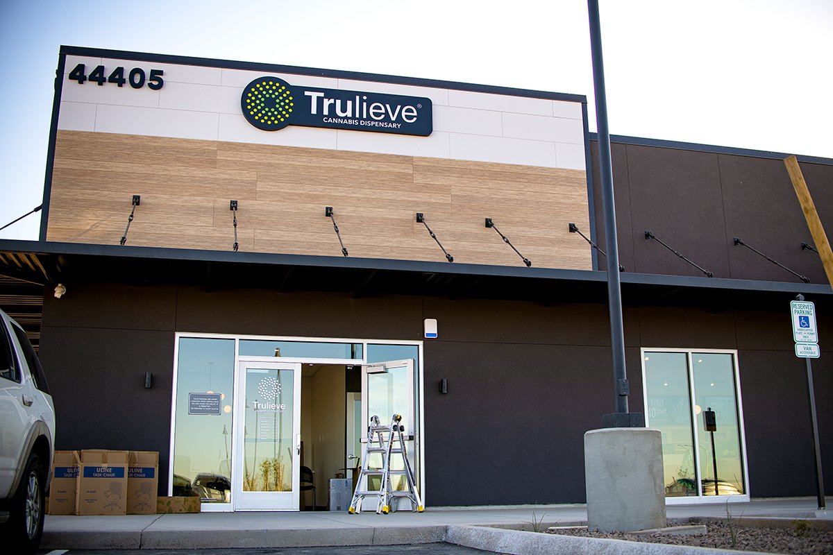 An exterior view of the Maricopa Trulieve Cannabis Dispensary at 44405 W. Honeycutt Avenue on Jan. 2, 2025. [Monica D. Spencer]