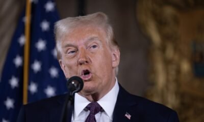 President-elect Donald Trump speaks to members of the media during a press conference at the Mar-a-Lago Club in Palm Beach, Florida, on Jan. 7, 2025. (Photo by Scott Olson/Getty Images)