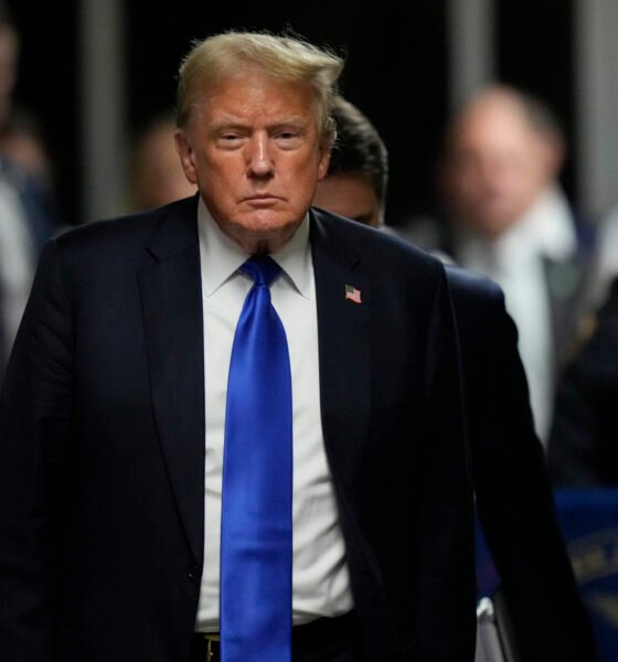 Donald Trump walks to speak to the media after being found guilty following his hush money trial at Manhattan Criminal Court on May 30, 2024, in New York City.  Trump, the president-elect, is set to be sentenced on Friday, Jan. 10. (Seth Wenig-Pool/Getty Images)