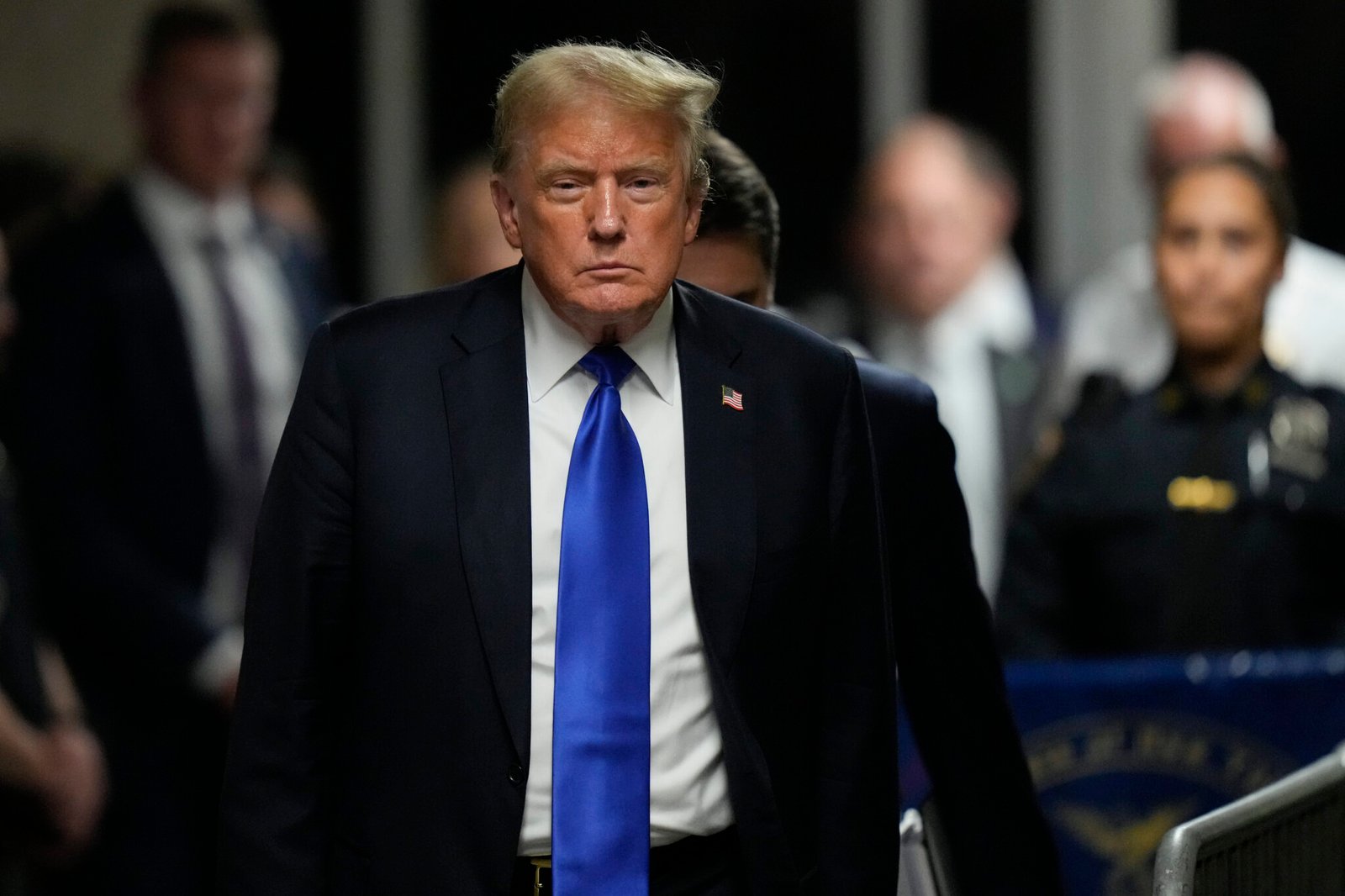 Donald Trump walks to speak to the media after being found guilty following his hush money trial at Manhattan Criminal Court on May 30, 2024, in New York City.  Trump, the president-elect, is set to be sentenced on Friday, Jan. 10. (Seth Wenig-Pool/Getty Images)