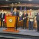 U.S. Rep. Brian Babin, a Texas Republican, speaks at a Capitol press conference with several Republicans supporting his bill to limit birthright citizenship on Jan. 23, 2025. From left to right, GOP Reps. John Rose of Tennessee, Brandon Gill of Texas, Diana Harshbarger of Tennessee, Andy Biggs of Arizona, Ralph Norman of South Carolina and Tom Tiffany of Wisconsin. (Photo by Ariana Figueroa/States Newsroom)