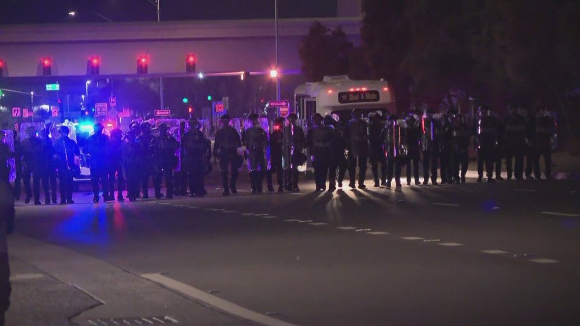 Protestors dispersed after gathering ruled unlawful in Glendale