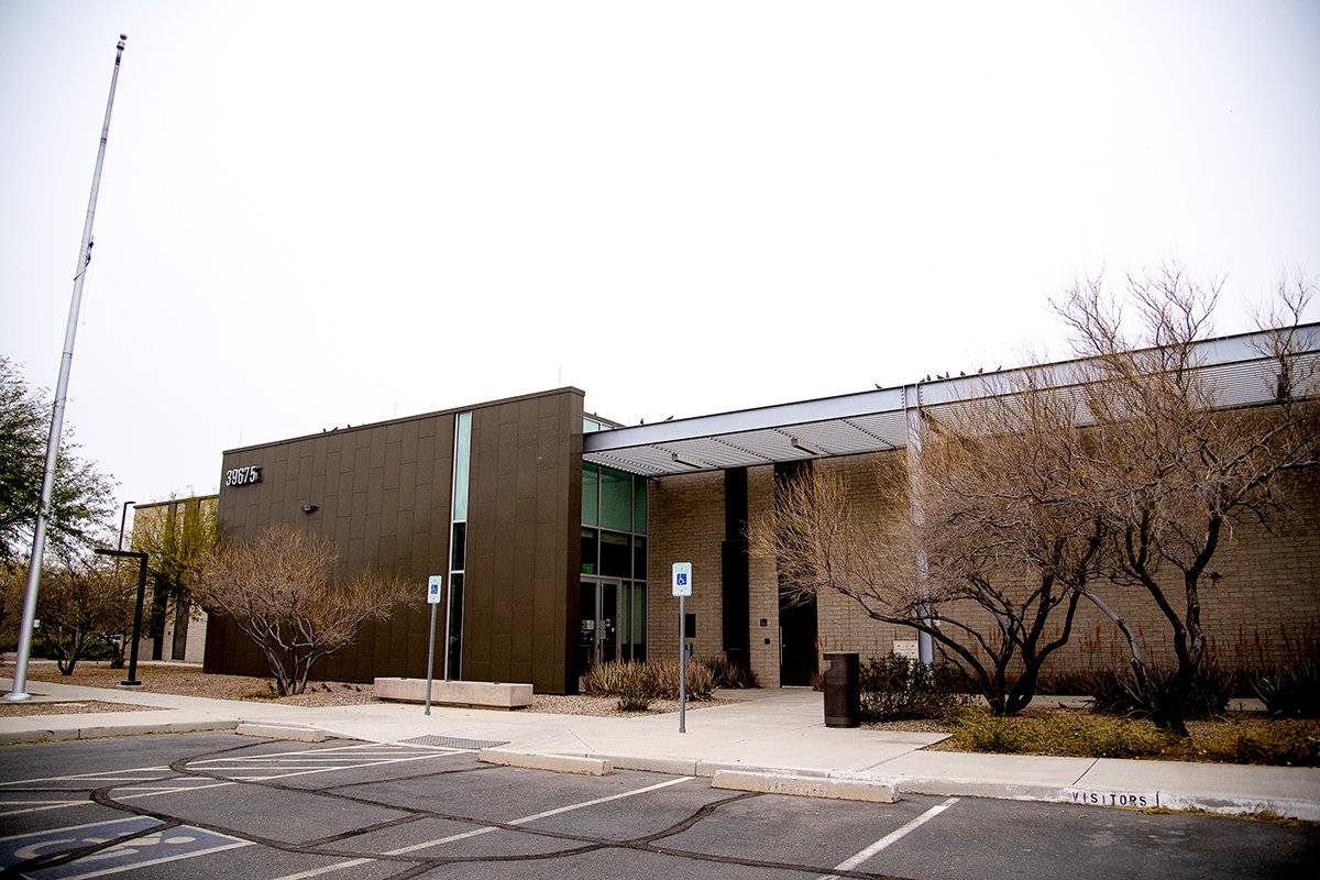 An exterior view of the old Maricopa Police Station on Civic Center Plaza on Feb. 13, 2025. [Monica D. Spencer]