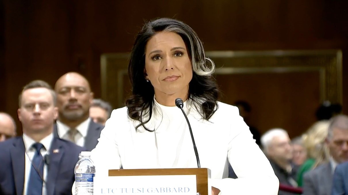 Former Hawaii U.S. Rep. Tulsi Gabbard, President Donald Trump's pick to serve as director of national intelligence, appears before the Senate Select Committee on Intelligence on Thursday, Jan. 30, 2025, in Washington, D.C. (Screenshot from committee webcast)