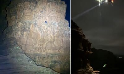 Hiker rescued near midnight from 100-foot cliff on Bell Rock; with video