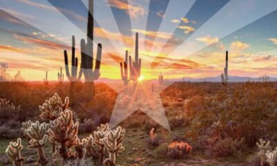 arizona desert with flag burst