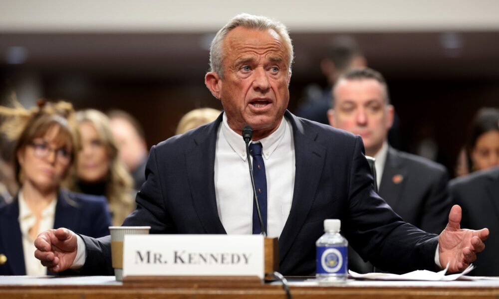 Robert F. Kennedy Jr., President Donald Trump's nominee for secretary of Health and Human Services, testifies during his Senate Finance Committee confirmation hearing at the Dirksen Senate Office Building on Jan. 29, 2025, in Washington, D.C.  (Photo by Win McNamee/Getty Images)