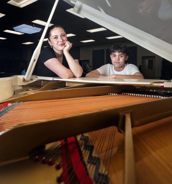 Jade Kuhn and Khrystian Kaikala won first and second places in the Sedona Red Rock High School talent show. Kuhn won first place for her singing and Kaikala took second place for his piano playing. David Jolkovski/Larson Newspapers