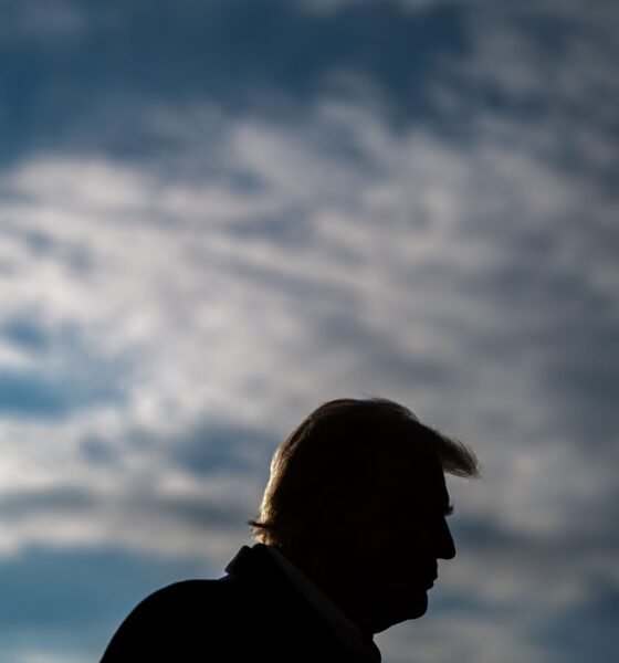 President Donald Trump speaks to members of the press as he prepares to depart the White House aboard Marine One on Jan. 24, 2025, in Washington, D.C.. (Photo by Kent Nishimura/Getty Images)