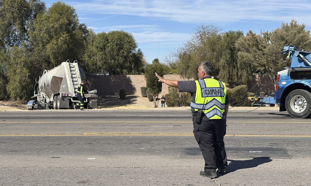 Semi lands off roadway in crash