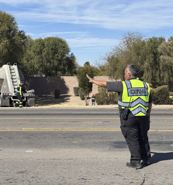 Semi lands off roadway in crash