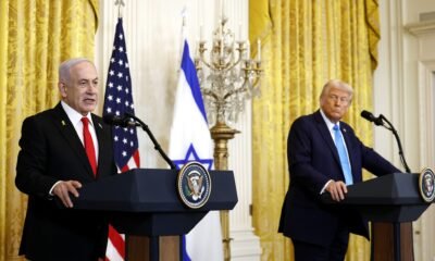 Israeli Prime Minister Benjamin Netanyahu and U.S. President Donald Trump hold a joint news conference in the East Room of the White House on Feb. 4, 2025, in Washington, D.C. Netanyahu is the first foreign leader to visit Trump since his return to the White House last month. (Photo by Anna Moneymaker/Getty Images)