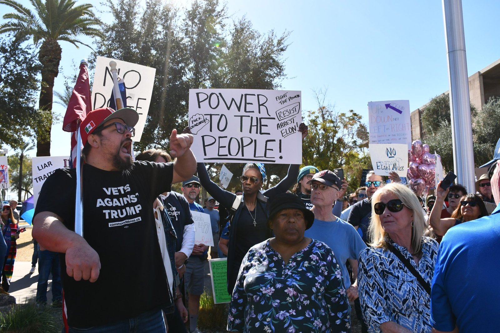 Veterans, activists unite in Arizona’s 50501 protest against Trump, Musk and Project 2025