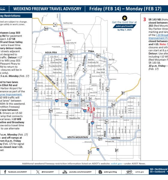 Weekend Freeway Traffic Advisory, Feb. 14-17