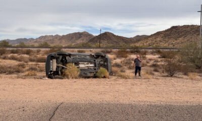 A car rolled over on State Route 238. March 5, 2025. [InMaricopa staff]