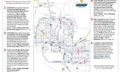 Phoenix-area freeway travel advisory, March 14-17