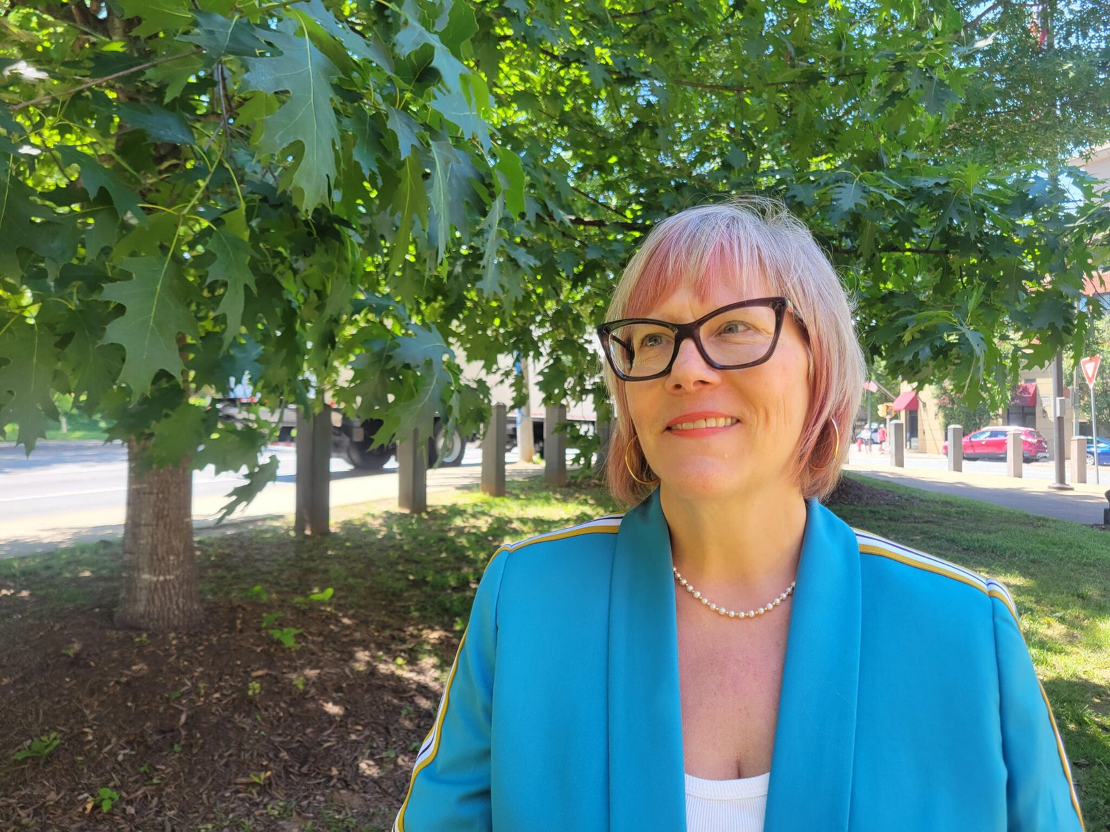 “We just want to ensure that the most popular method for abortion in Virginia and beyond is protected no matter who sits at the White House and who sits in the FDA,” said Whole Woman’s Health founder and president Amy Hagstrom Miller outside of the U.S. District Court of the Western District of Virginia in Charlottesville, Virginia, on May 19, 2025. (Photo by Charlotte Rene Woods/Virginia Mercury)