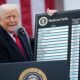 President Donald Trump holds up a chart while speaking during a “Make America Wealthy Again” trade announcement event in the Rose Garden at the White House on April 2, 2025 in Washington, D.C.  (Photo by Chip Somodevilla/Getty Images)
