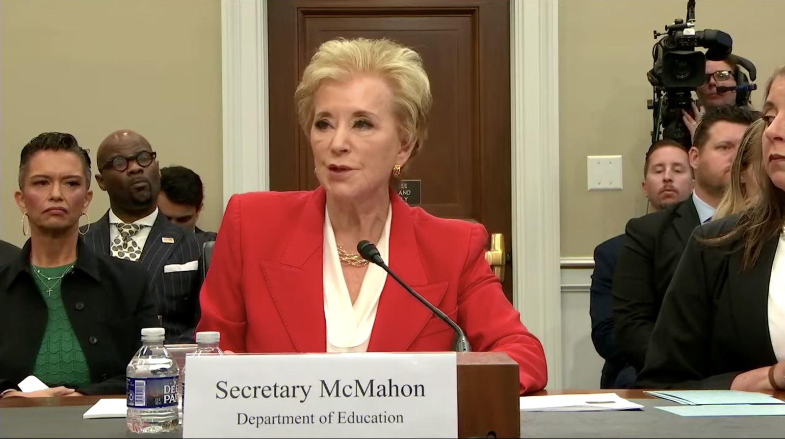 U.S. Education Secretary Linda McMahon testifies at a hearing of the U.S. House Appropriations Subcommittee on Labor, Health and Human Services, Education, and Related Agencies on May 21, 2025. (Screenshot from committee livestream)