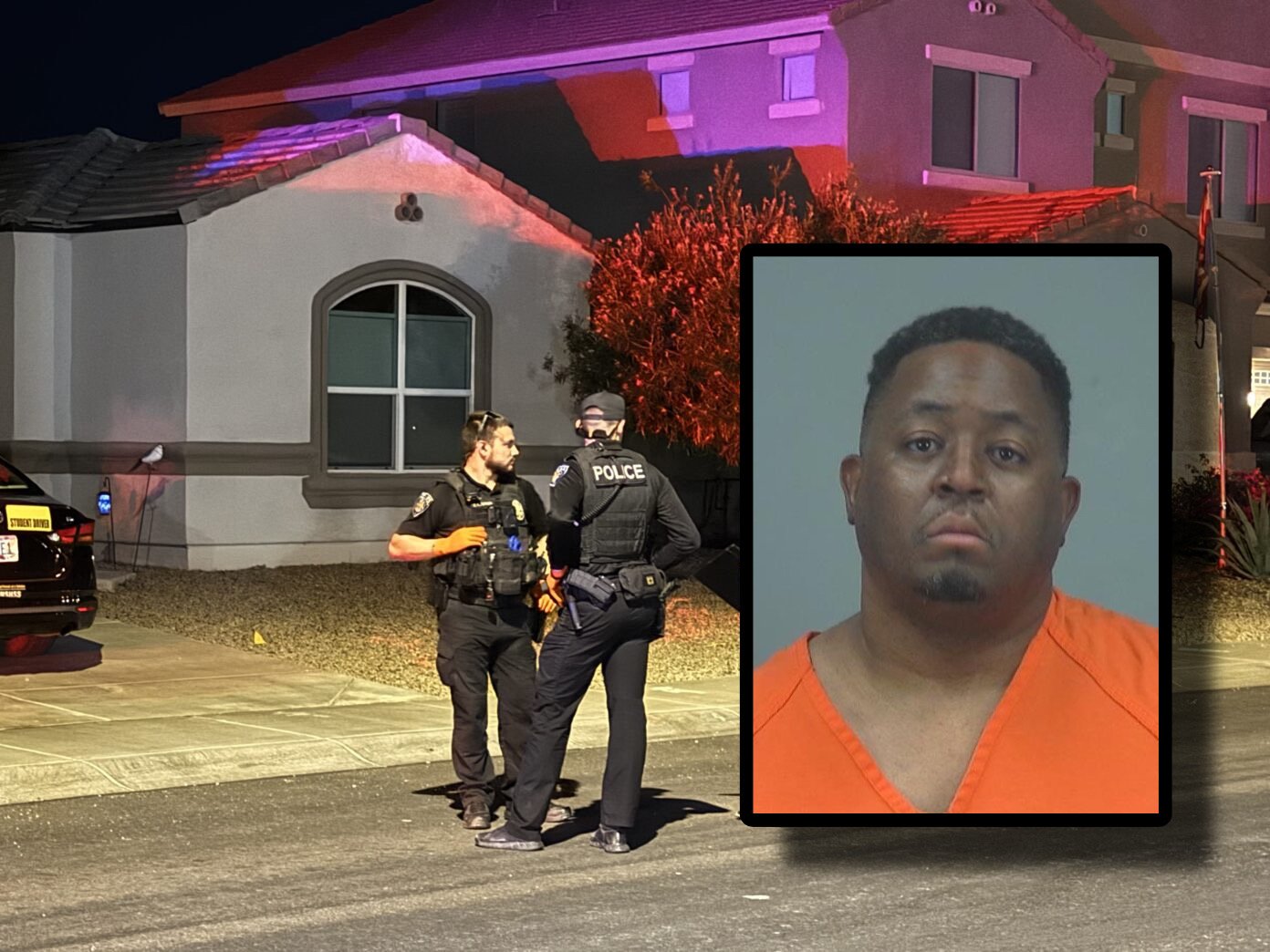 Police arrested Thomas Crew at his sister-in-law's Rancho Mirage home, pictured here on the night of the attempted murder he's charged with. May 15, 2025. [David Iversen, Pinal County Sheriff's Office]