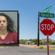 Monique Vasquez, 34, was arrested by Pinal County sheriff's deputies June 4, 2025. In the background, the location of her arrest photographed June 5, 2025. [Brian Petersheim Jr., PCSO/graphic]