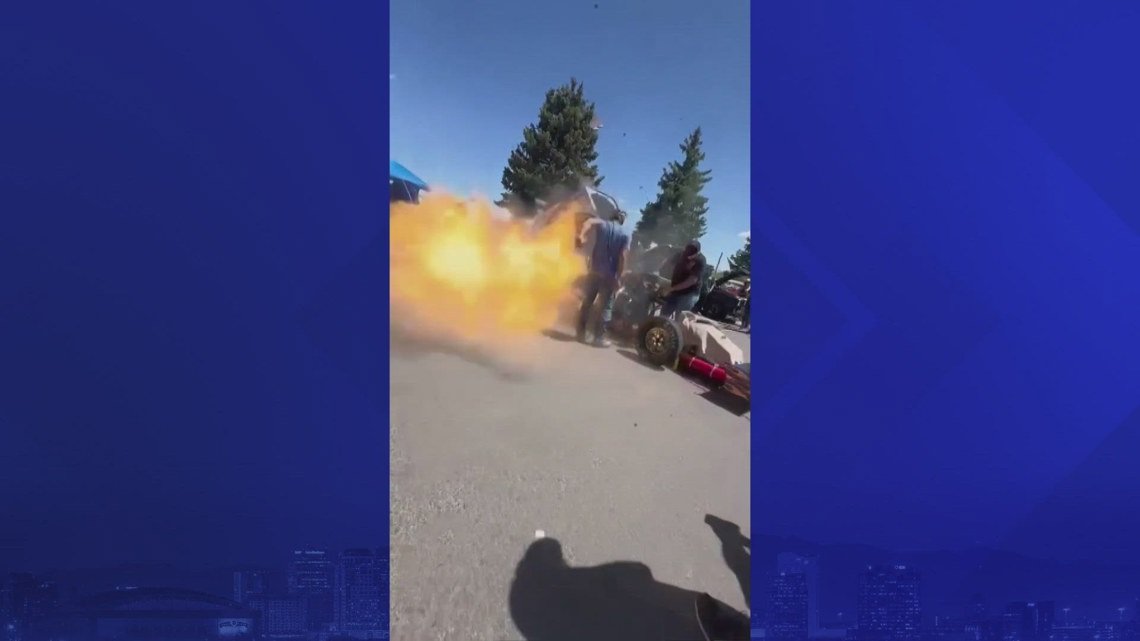 Car explodes at Williams car show, 1 man seriously injured