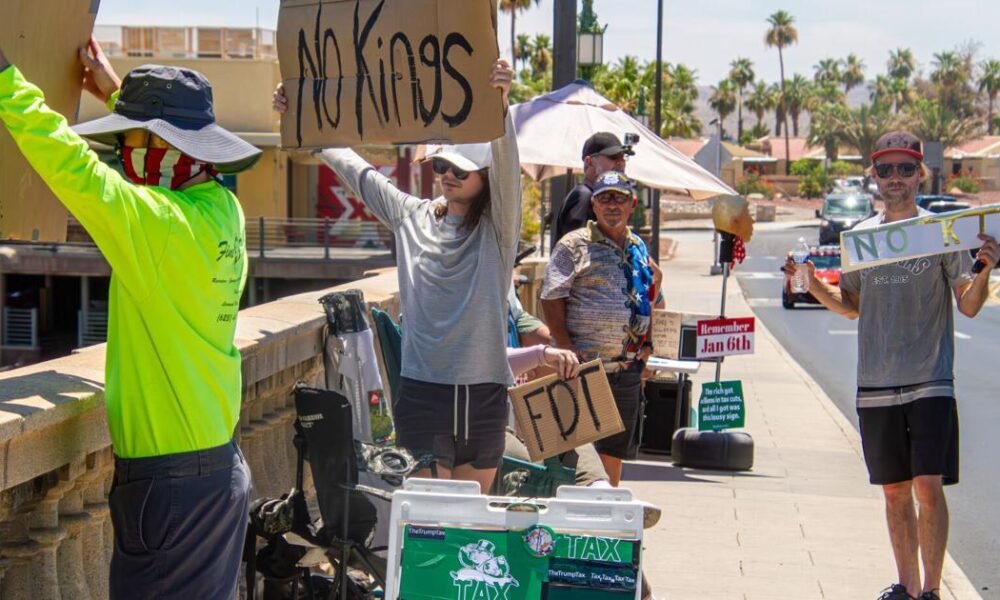 Protesters, Trump supporters line London Bridge as ‘No Kings’ movement reaches Lake Havasu City