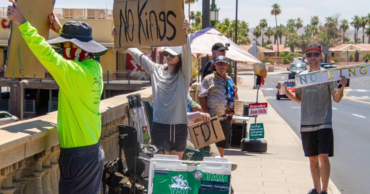 Protesters, Trump supporters line London Bridge as ‘No Kings’ movement reaches Lake Havasu City