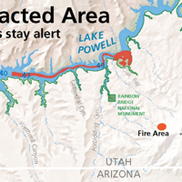 Firefighting aircraft on Lake Powell prompt safety warnings for boaters