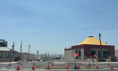 Raised medians being installed on Acoma Boulevard near Smith’s in Lake Havasu City
