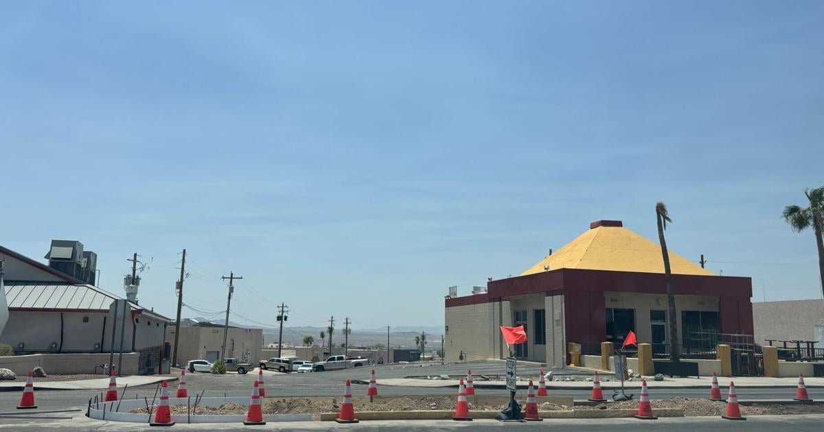 Raised medians being installed on Acoma Boulevard near Smith’s in Lake Havasu City