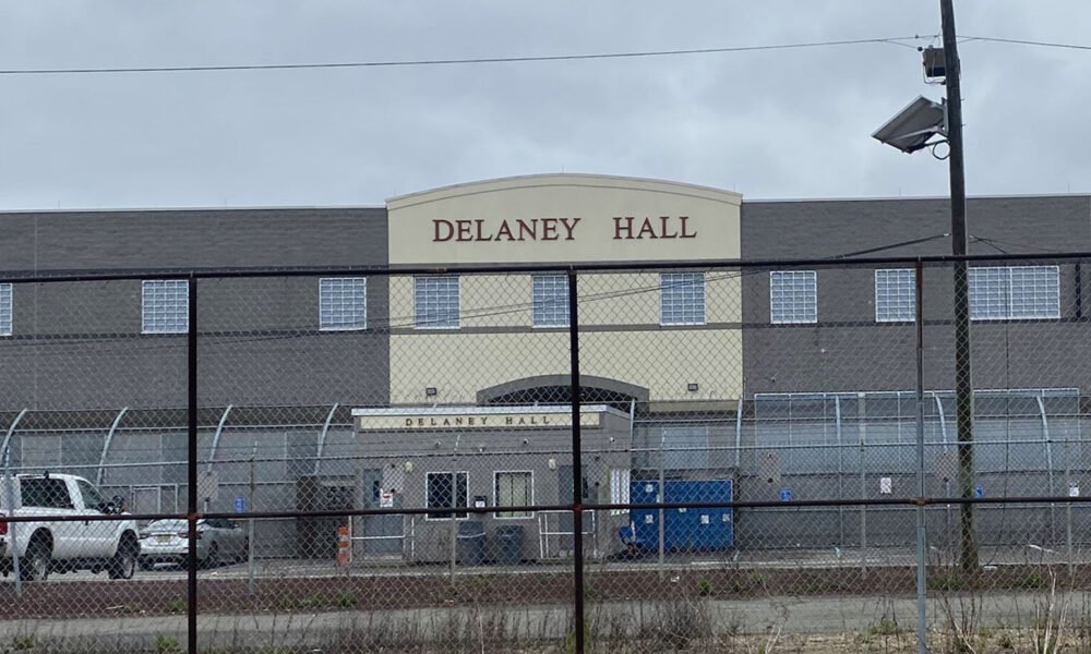 Delaney Hall in Newark, New Jersey,  the largest immigrant detention center on the East Coast, was the sight of a May demonstration against the Trump administration's immigration policies. (Photo by New Jersey Monitor)