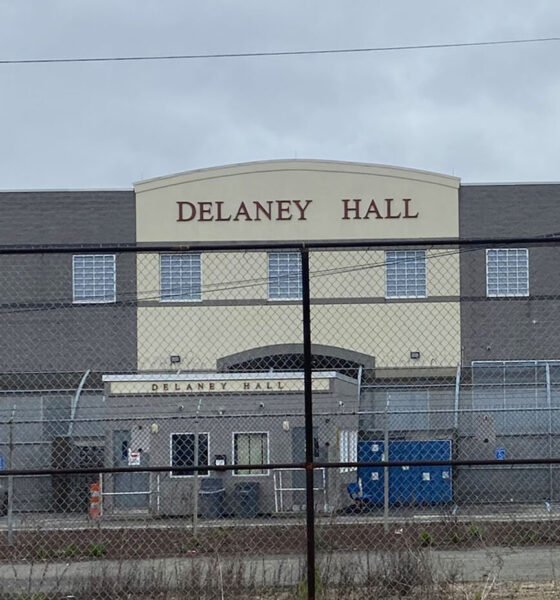 Delaney Hall in Newark, New Jersey,  the largest immigrant detention center on the East Coast, was the sight of a May demonstration against the Trump administration's immigration policies. (Photo by New Jersey Monitor)