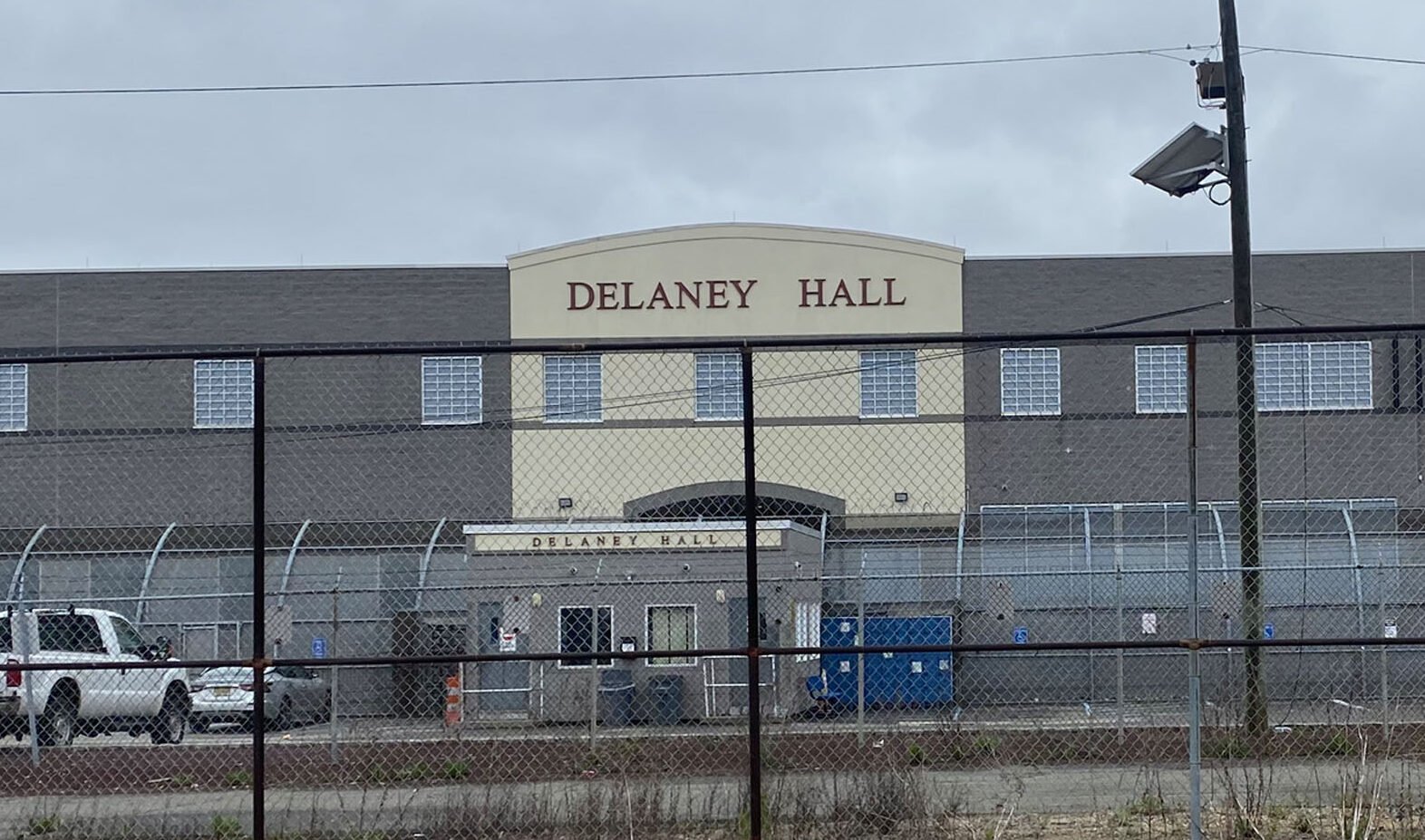 Delaney Hall in Newark, New Jersey, the largest immigrant detention center on the East Coast, was the sight of a May demonstration against the Trump administration's immigration policies. (Photo by New Jersey Monitor)