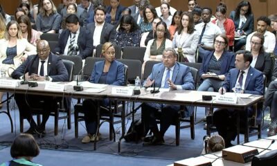 From left to right, Democratic state Attorneys General Kwame Raoul of Illinois, Andrea Campbell of Massachusetts, Keith Ellison of Minnesota and Matthew J. Platkin of New Jersey speak before Democratic lawmakers on both the Senate and House Judiciary committees on Monday, June 23, 2025 on Capitol Hill in Washington, D.C. (Screenshot from House Committee on the Judiciary livestream feed)