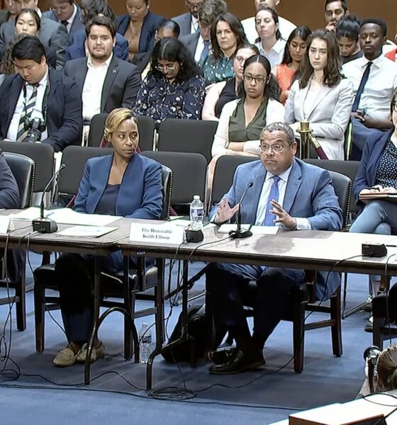 From left to right, Democratic state Attorneys General Kwame Raoul of Illinois, Andrea Campbell of Massachusetts, Keith Ellison of Minnesota and Matthew J. Platkin of New Jersey speak before Democratic lawmakers on both the Senate and House Judiciary committees on Monday, June 23, 2025 on Capitol Hill in Washington, D.C. (Screenshot from House Committee on the Judiciary livestream feed)