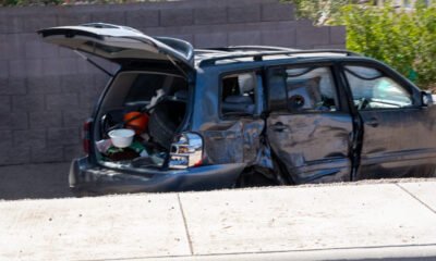 Driver hospitalized after solo crash into wall off JWP
