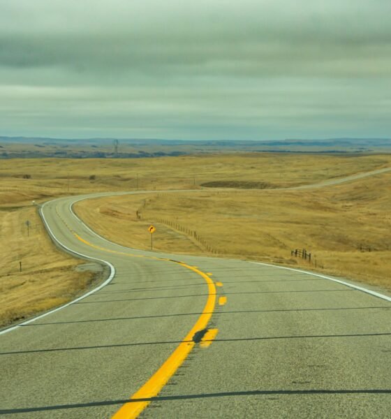 A ribbon of highway stretching to the horizon in North Dakota. (Photo by Getty Images)