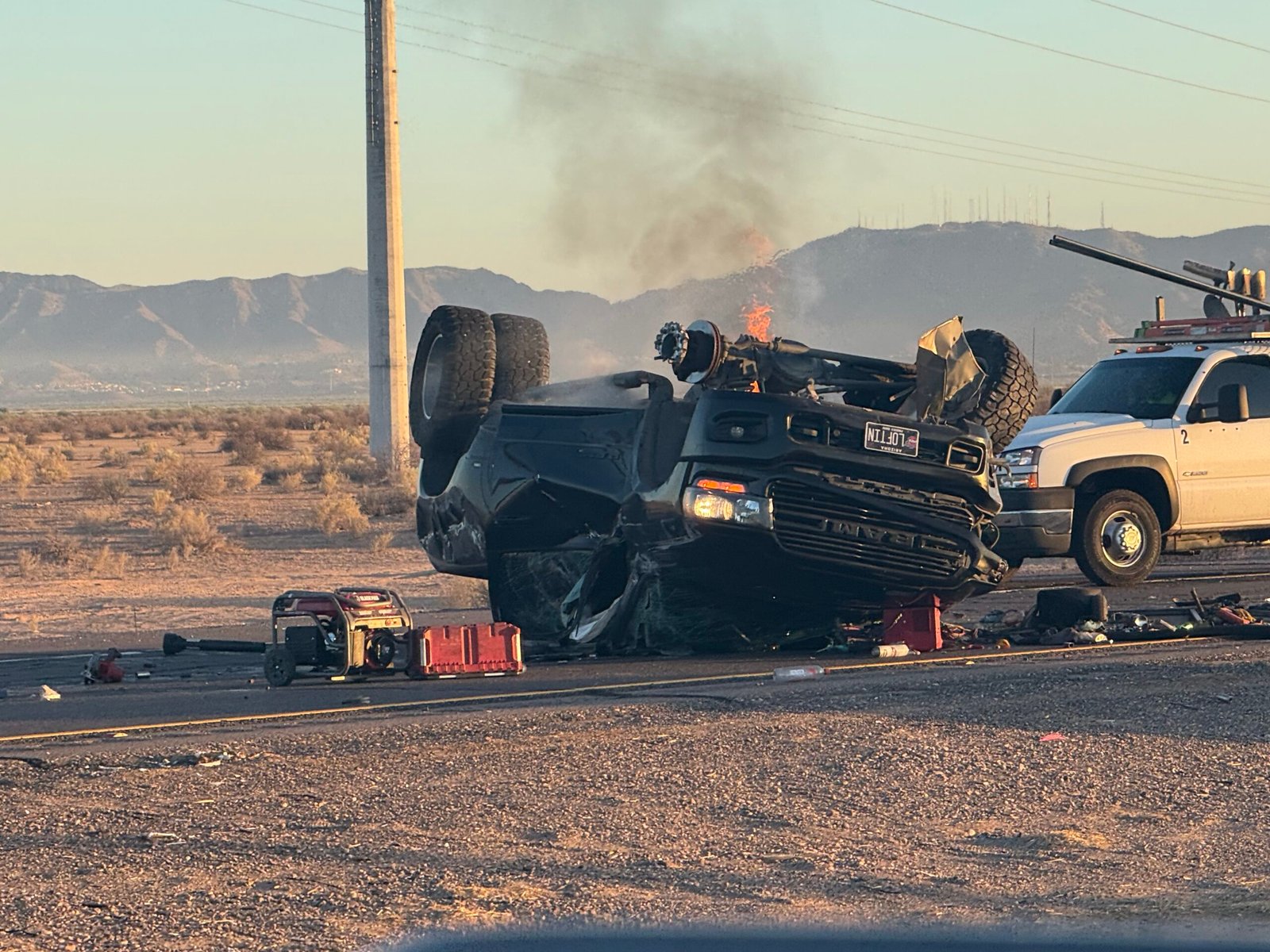 Fiery rollover crash shuts down SR 347 SB near Riggs Road