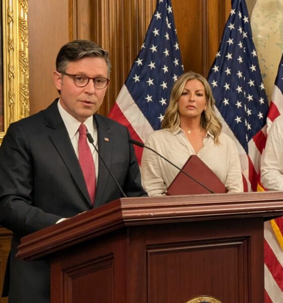 House Speaker Mike Johnson of Louisiana speaks to reporters about the Republican budget reconciliation package at a weekly press conference on Tuesday, June 24, 2025, at the U.S. Capitol. (Photo by Ashley Murray/States Newsroom)