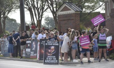 Anti-abortion protesters gather outside A Preferred Women’s Health Center of Atlanta in Forest Park in July 2023. (Photo by Ross Williams/Georgia Recorder)