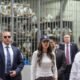 Minister of Justice and Public Security Héctor Villatoro, right, accompanies Homeland Security Secretary Kristi Noem during a tour of the Centro de Confinamiento del Terrorismo, or CECOT, on March 26, 2025. (Photo by Alex Brandon-Pool/Getty Images)