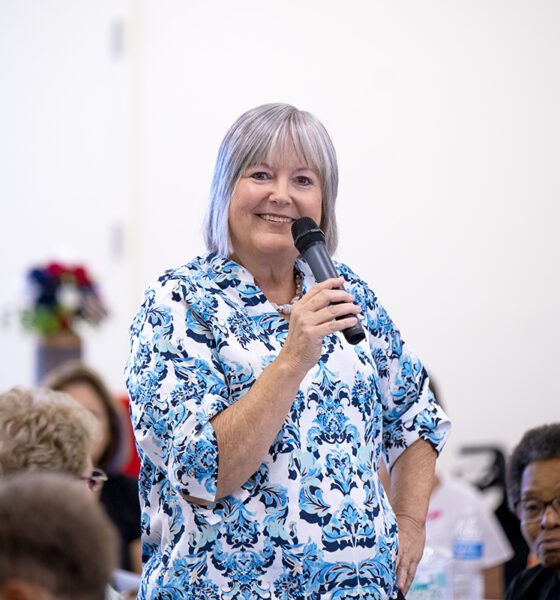 Mayor Nancy Smith speaks to a crowd during a lunch-and-learn event at the Maricopa Community Center. June 19, 2025. [Monica D. Spencer]